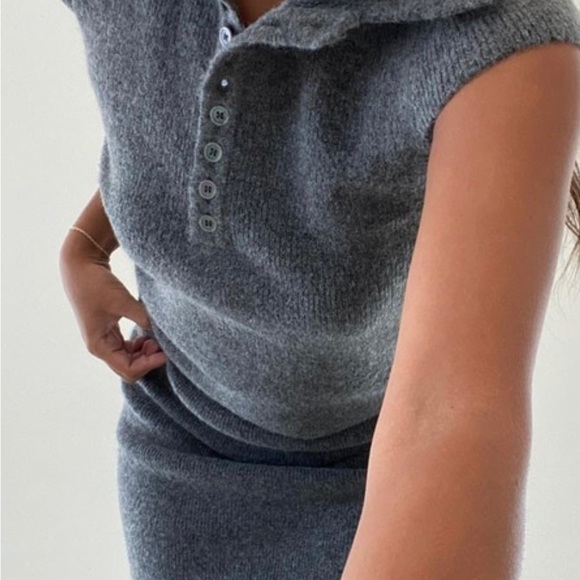 SET - Soft ribbed polo top and midi skirt set - New - Picture 2 of 9